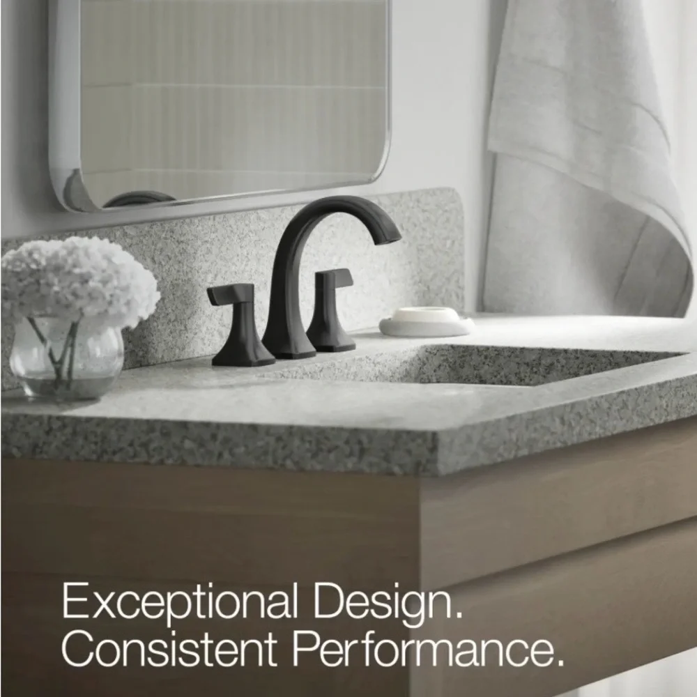 Kohler Riverly Matte Black Bathroom Faucet Widespread 2 - Handle New